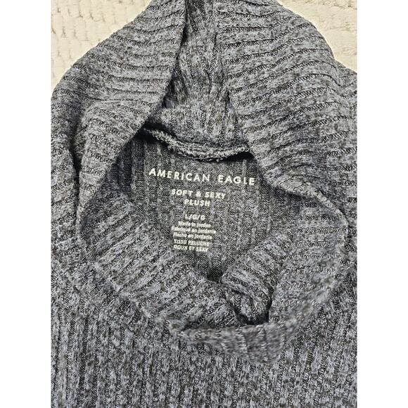 American Eagle Shirt Womens Large Ribbed Soft & Sexy Plush Turtle Neck Oversized - Picture 4 of 6